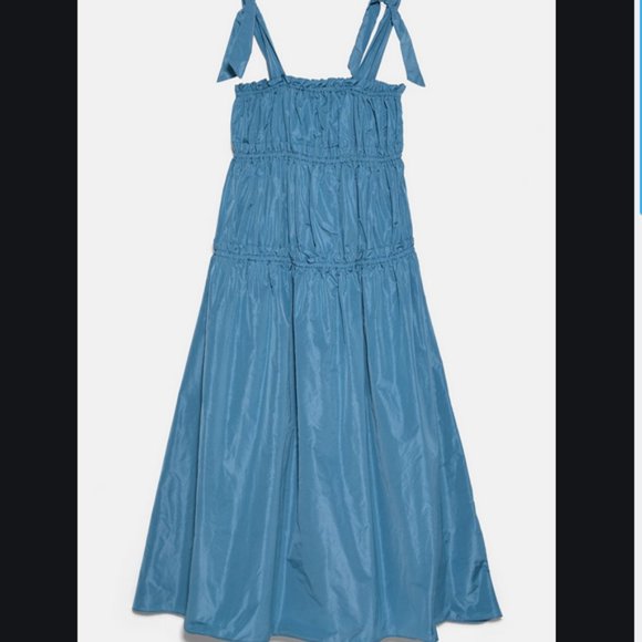 Zara TAFFETA TIE DRESS TRF TRF Mid-blue-8342/115 - Picture 3 of 5